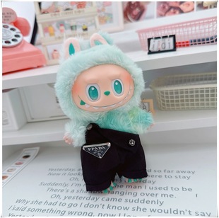 前方高能3代拉布布搪胶娃衣幸运labubu3.0衣服潮酷背带裤