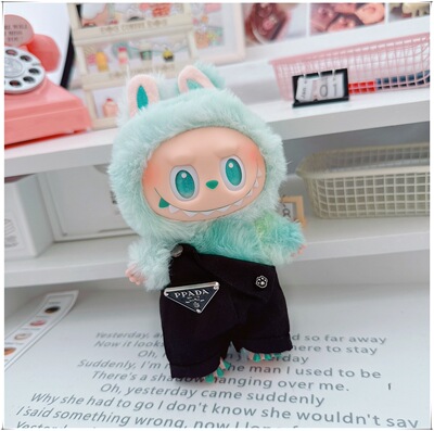 前方高能3代拉布布搪胶娃衣幸运labubu3.0衣服潮酷背带裤