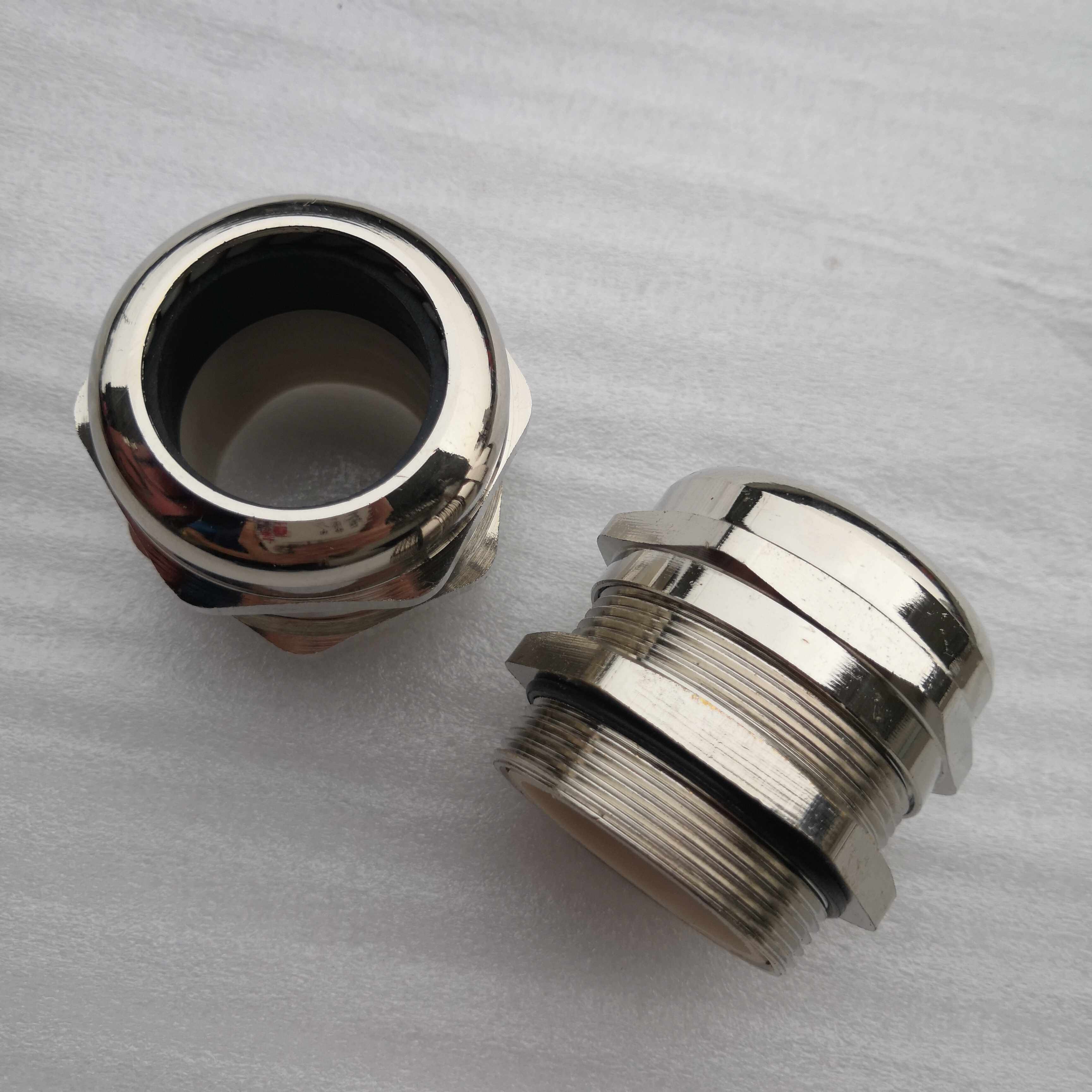 JMS金属接头M40*1.5黄铜镀镍WNA-M40适电缆线直径D22-30MM大孔径