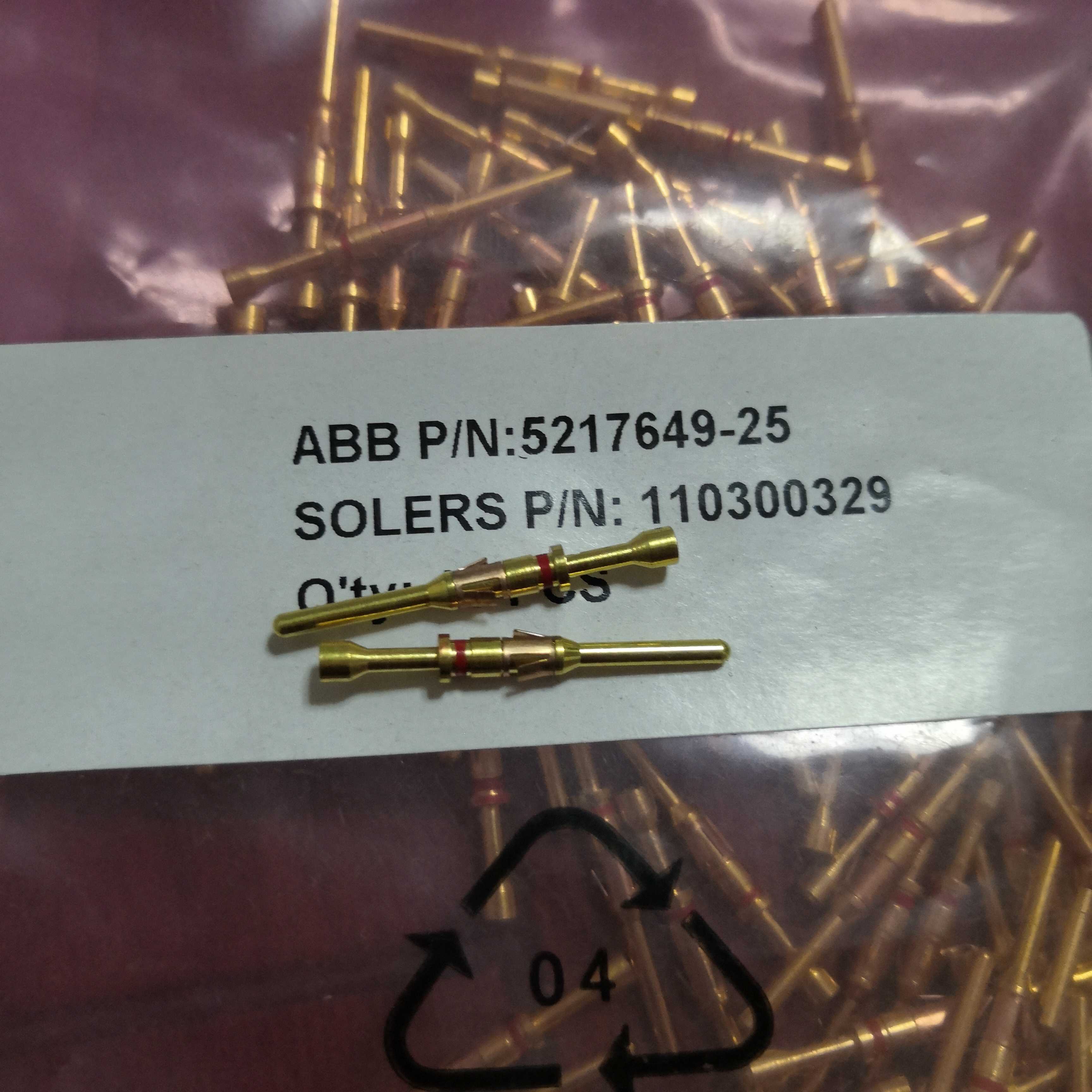ABB机器人插针5217649-25镀金公针110300329原装全新工程剩余现货