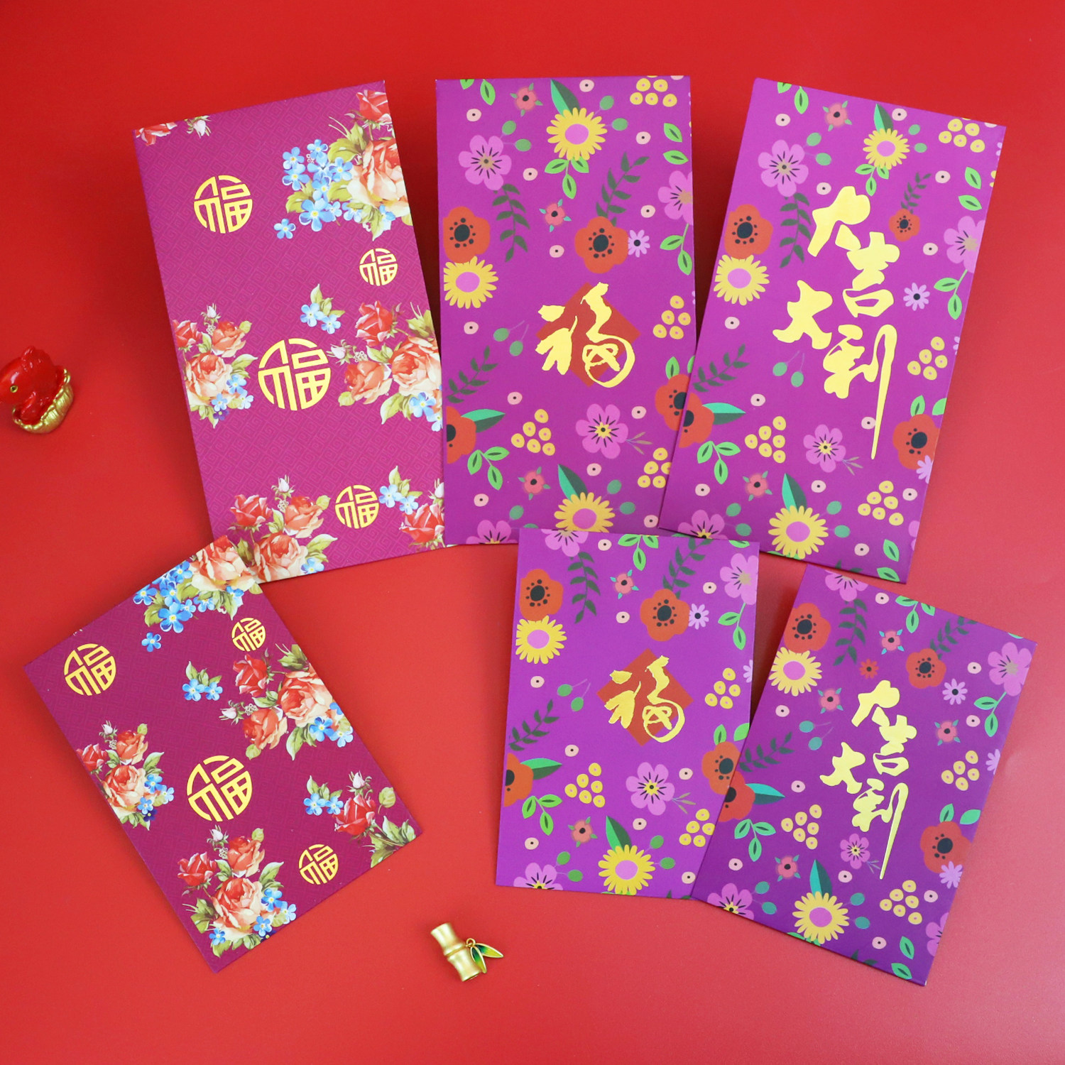 包邮紫色烫金新年通用利是封个性大小号过年压岁包定制logo红包袋