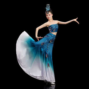 艺考新款 成人 傣族舞蹈演出服女彩云之南孔雀舞鱼尾半身裙艺考服装
