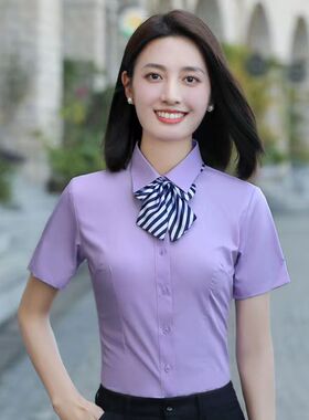 蓝白宽条女士领花蝴蝶结职业配饰
