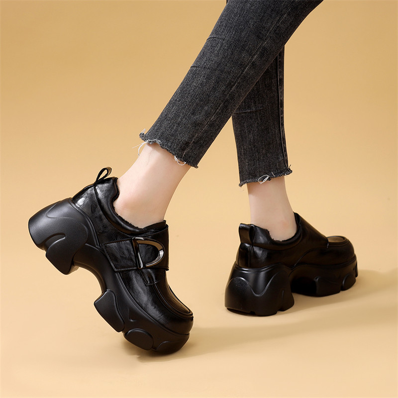 小个子粗跟增高皮鞋女2025新款冬季加绒保暖复古圆头百搭乐福鞋女,女鞋,乐福鞋（豆豆鞋）,淘宝优惠券,粉丝福利购,淘宝优惠卷