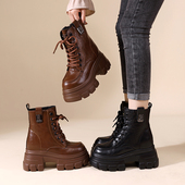 2025秋冬新款 时尚 百搭小个子内增高10cm羊毛加绒保暖马丁靴女棉靴