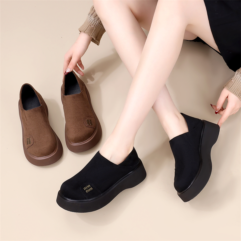 乐福鞋复古绒面厚底勃肯鞋女2025年新款春季百搭时尚一脚蹬鞋