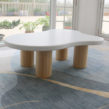 云朵实木茶几北欧家用客厅简约小户型异形桌奶油侘寂风矮茶几桌子
