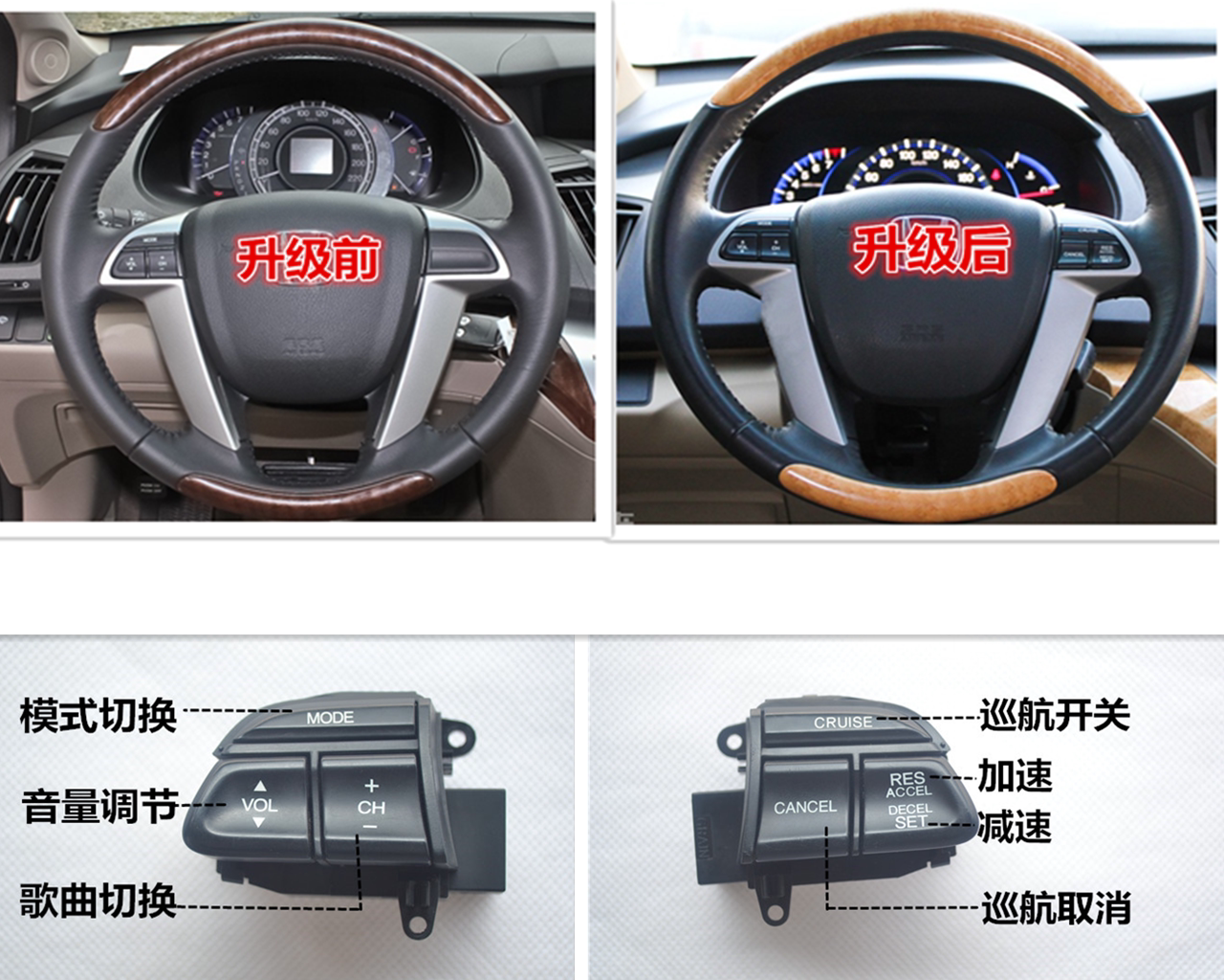 08 09 10 12 13 14年奥德赛八代雅阁方向盘音响定速巡航按键改装
