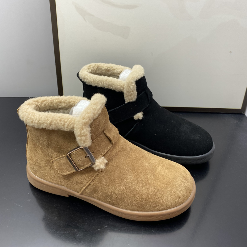 2025秋冬舒适皮带扣勃肯鞋女冬季加绒保暖短靴搭扣毛绒女短靴