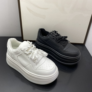 2025秋冬加棉厚底增高运动鞋女双系带百搭面包鞋休闲女款板鞋