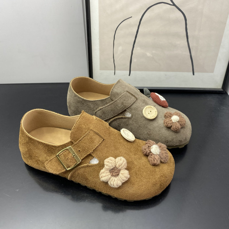 可爱风花朵刺绣勃肯鞋女圆头搭扣单鞋休闲平底百搭魔术贴一脚蹬女,女鞋,勃肯鞋/软木鞋,淘宝优惠券,粉丝福利购,淘宝优惠卷