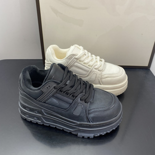 舒适加绒加棉厚底松糕鞋女休闲系带运动鞋百搭板鞋增高女款棉鞋