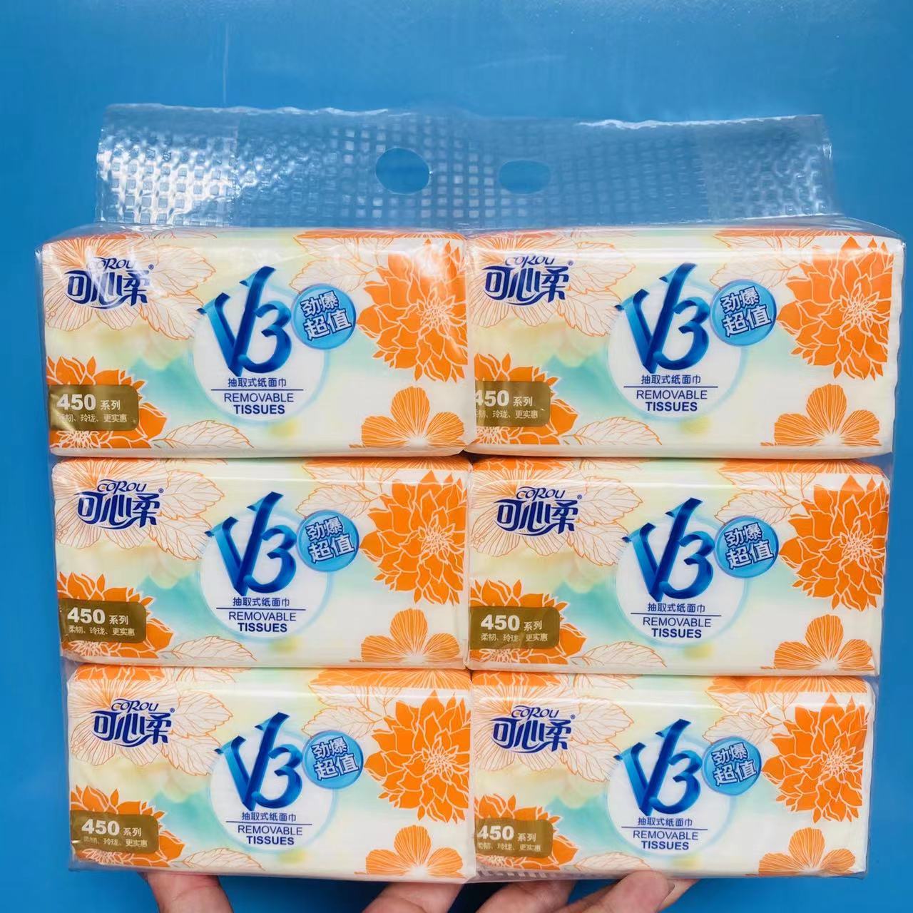 可心柔v3系列抽纸6包实惠装批