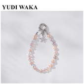 原创淡水珍珠手机链挂绳高档精致小众相机链钥匙链稀有色 翩翩