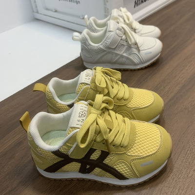 2025新款秋季双网面透气儿童鞋男童女童运动黄色休闲阿甘德训