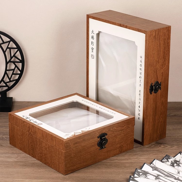 木纹鱼胶包装盒高档正方开窗纸盒黄花胶赤嘴鳕鱼通用礼品盒空盒子