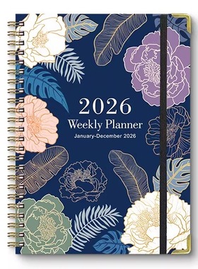 英文花卉五彩笔记本英语记事本A5线圈日记计划本记录本daily cost