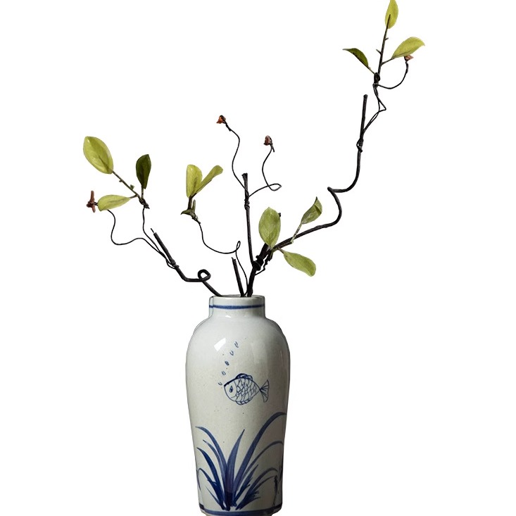 景德镇手绘陶瓷青花瓶兰花新中式插花瓶客厅摆件ceramic vase