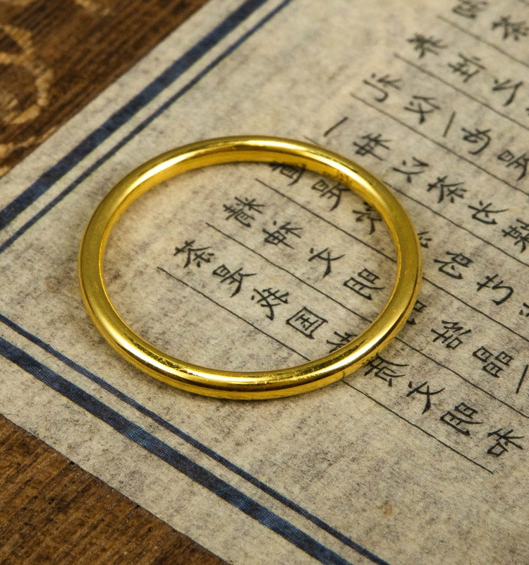 黄金素圈戒指足金999男士戒指情侣对戒女结婚食指光面指环送女友