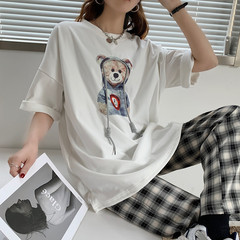 實拍恤打底衫女新款小熊設計感韓版寬鬆