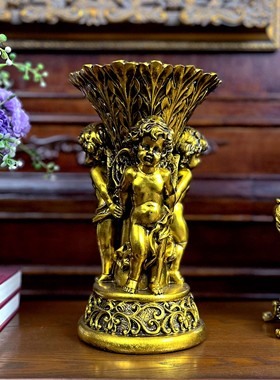 复古欧式高档精致中古风天使花瓶