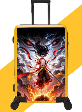 罗啦麦吉儿童拉杆箱哪吒魔丸2025新款纯色骑行李箱可坐骑儿童拉杆