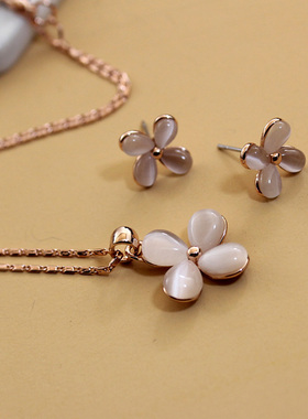 威妮华比拉四叶草项链ol耳钉礼物