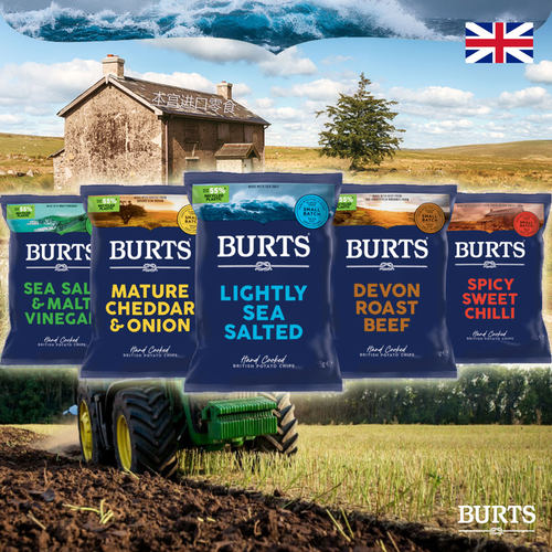 英国啵尔滋薯片土豆片手工BURTS海盐厚切英式洋葱进口剧膨化零食