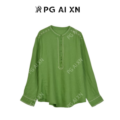 PG Ai XN/品归 民族风100%亚麻衬衣 PGXN 3093