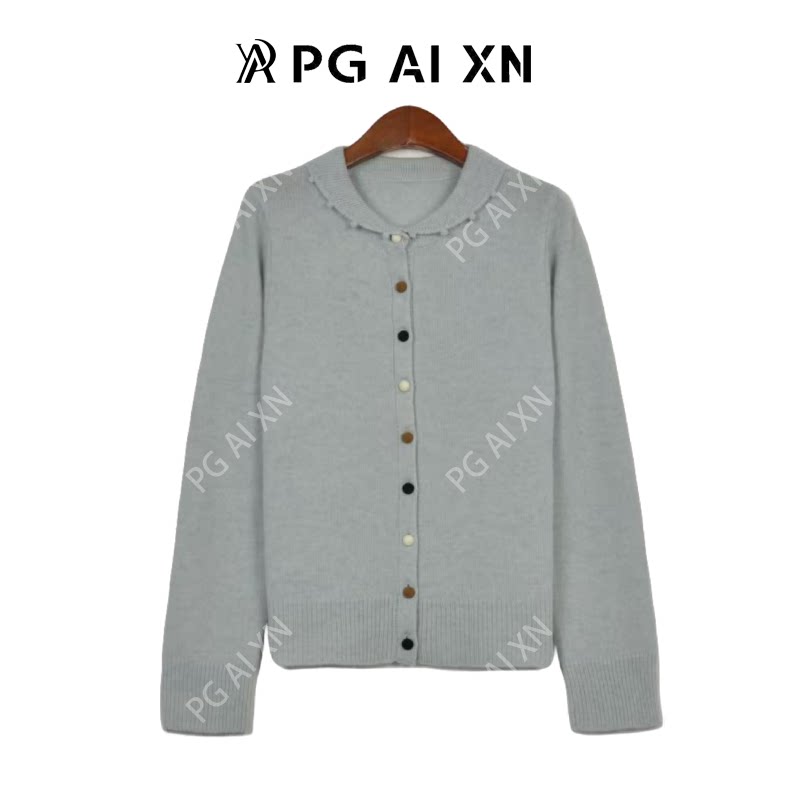 【甜甜粉丝专享】PG Ai XN品归丝绒扣轻奢领100%绵羊毛针织衫2927