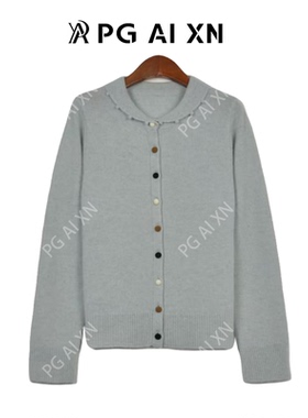 【甜甜粉丝专享】PG Ai XN品归丝绒扣轻奢领100%绵羊毛针织衫2927