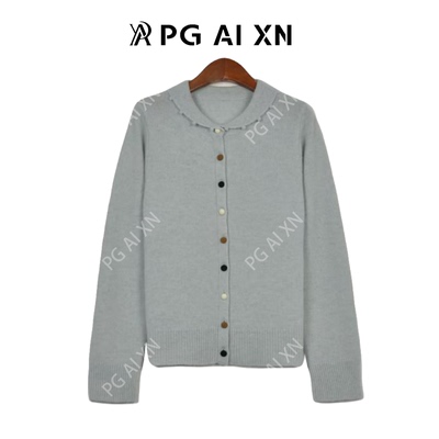 【甜甜粉丝专享】PG Ai XN品归丝绒扣轻奢领100%绵羊毛针织衫2927