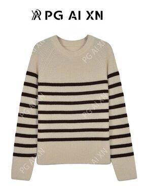 【甜馨专享】PG Ai XN/品归100%绵羊毛简约设计条纹毛衫2993