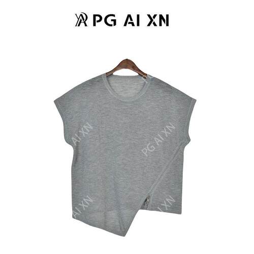 PG Ai XN/品归  竹节麻抽绳不规则T恤  PGXN 2739