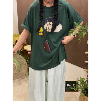 DA.7-夏上新夏日森系复古文艺百搭显瘦苹果女孩印花短袖T恤8386