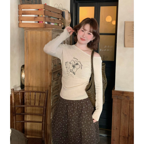 ower April（FA）-织衫花朵印花修身显瘦韩系气质长袖针织衫97026