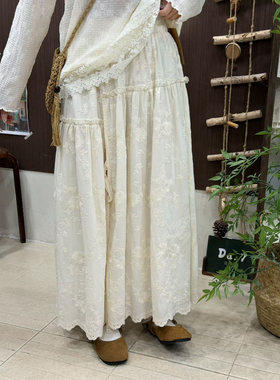 DA.7-26年早春森系提花拼接绑带慵懒A版显瘦温柔穿搭半身裙225、