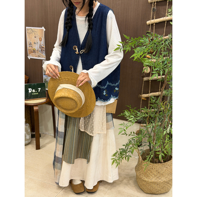 DA.7-春上新日系文艺刺绣盘扣宽松休闲百搭马甲7666
