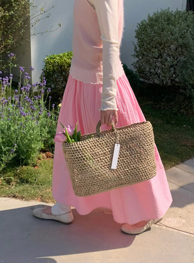 Flower & April-年春夏薄款高腰遮胯显瘦a字压褶中长半身裙170090