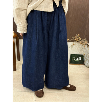 DA.7-早春上新日系复古简约阔腿裤日常百搭松紧腰牛仔裤157、