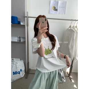 韩系工艺雪梨印花短袖 夏上新爆款 T恤1218 STUDIO 奶思家NICE