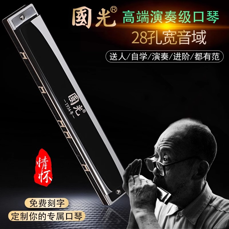 国光28孔高端口琴复音专业演奏级24孔重音初学者送礼