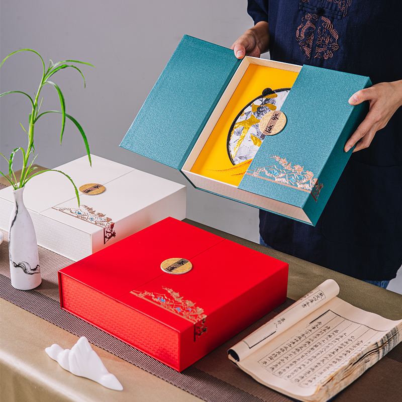 新款双开门福鼎白茶普洱茶通用空包装盒200克357克茶叶礼盒收纳盒