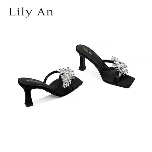 LilyAn手工轻奢高跟拖鞋