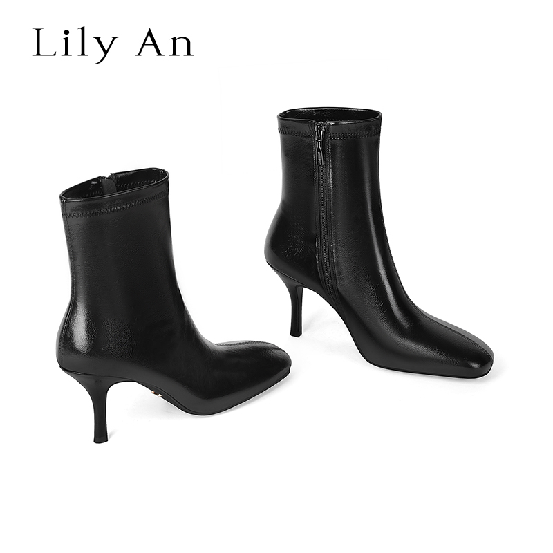 LilyAn手工轻奢高跟短靴