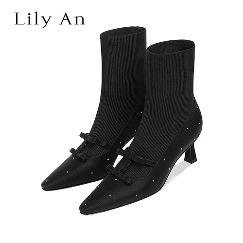 LilyAn手工轻奢高跟短靴