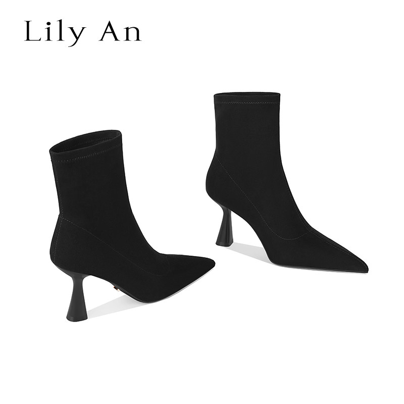 LilyAn手工轻奢高跟短靴
