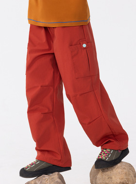 中大儿童秋季工装裤女孩户外休闲裤砖红色紫色粉色120~170秋新款