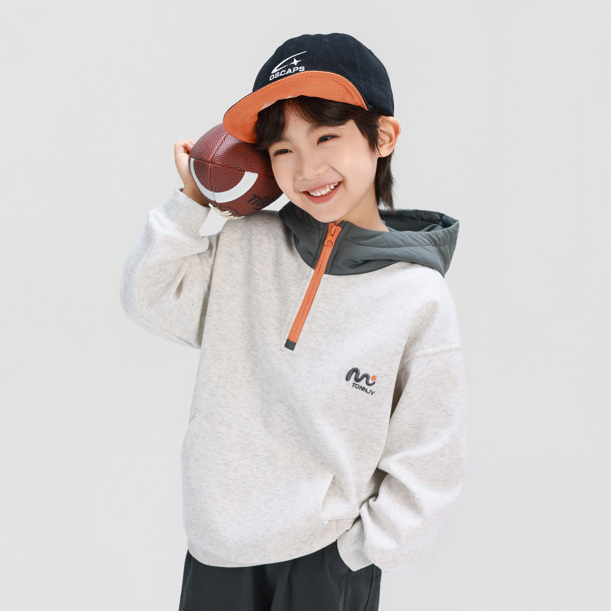 男童连帽卫衣外套春新款儿童男孩休闲帽衫上衣休闲花灰色110~160