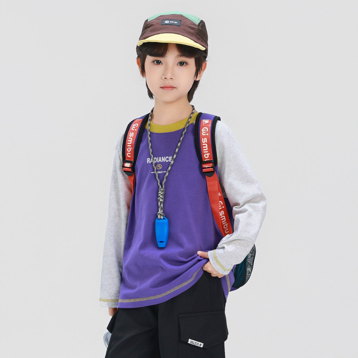 男童长袖T恤春款26春新款儿童中大童男孩打底衫百搭上衣紫色藏青